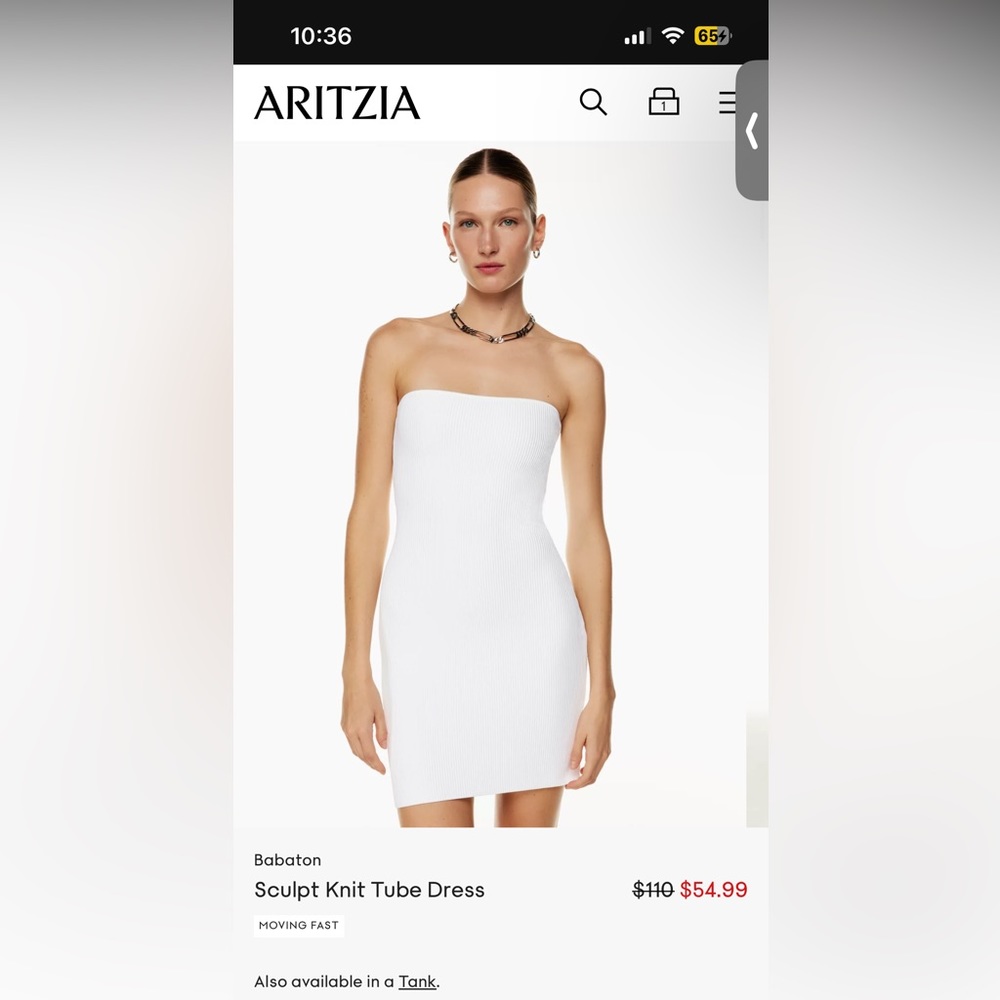 Aritzia Babaton Strapless Sculpt Knit Dress - White